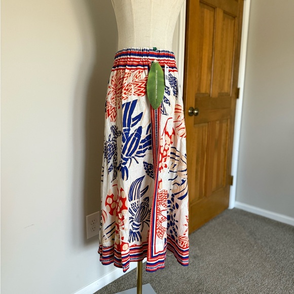 NWT FARM Rio Mixed Lobsters Midi Skirt, women’s size Large - Picture 4 of 7